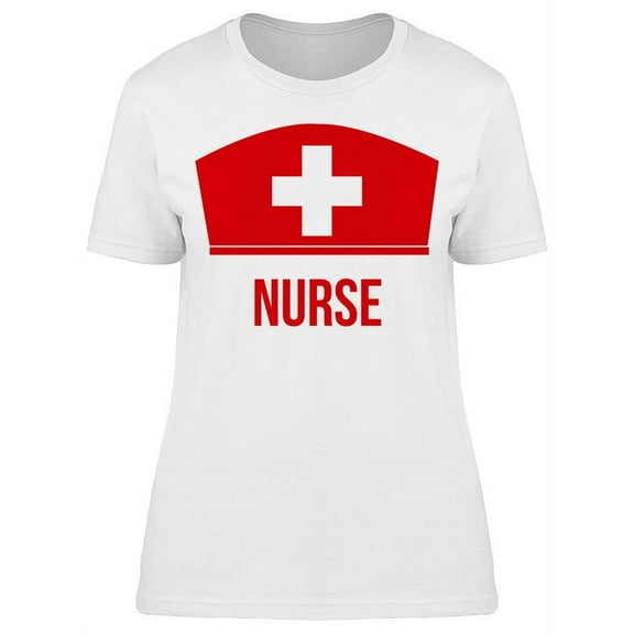 "nurse" Nurse Hat T-Shirt Women -Image by Shutterstock, Female Large