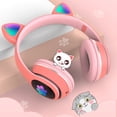 thumbnail image 2 of Dcenta L400 Over Ear Music Headset Glowing Cat Ear Headphones 7 Color Breathing Lights Foldable Wireless BT5.0 Earphone with Mic AUX IN TF Card MP3 Player for PC Laptop Computer Mobile Phone, 2 of 7