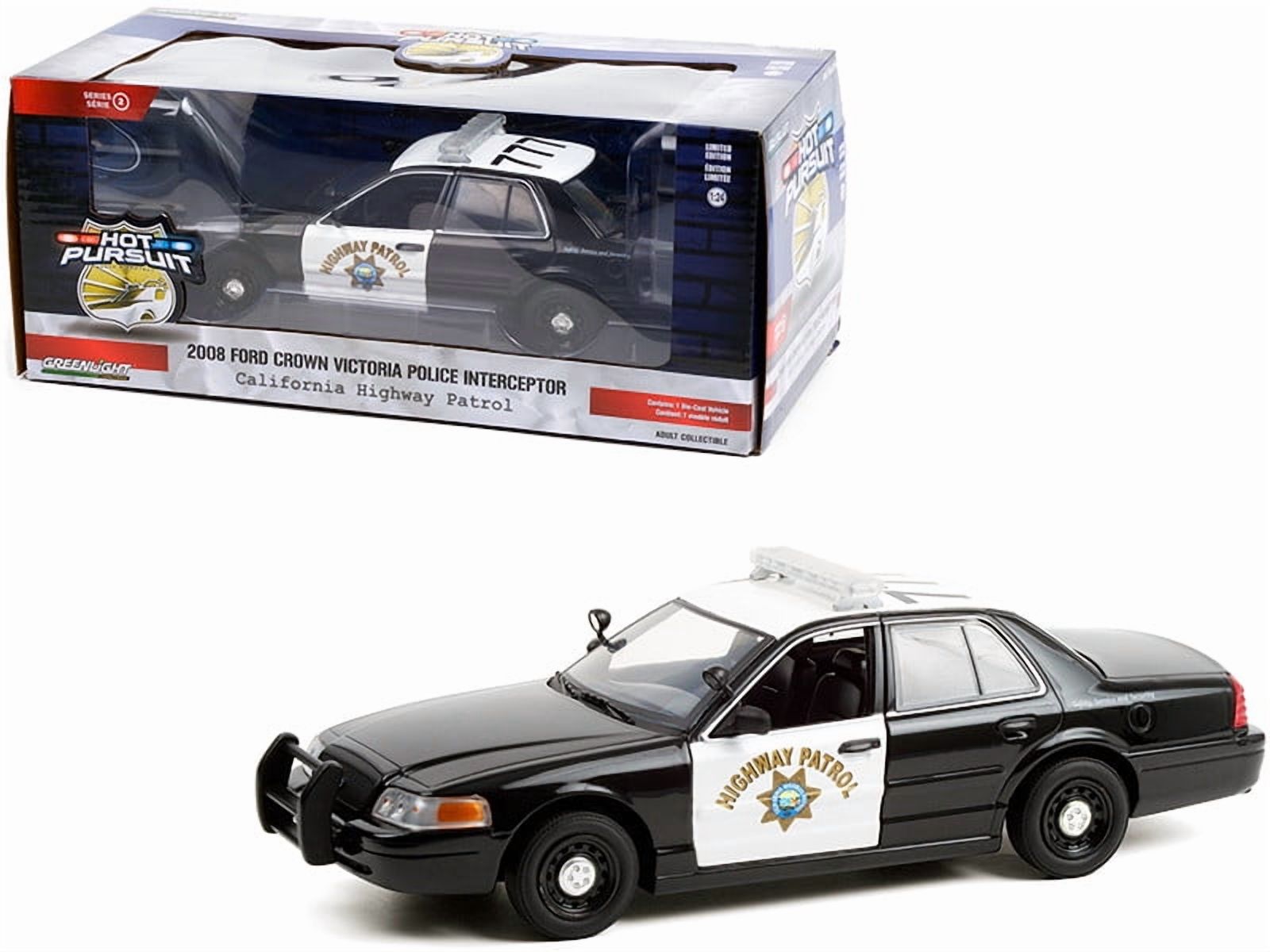 2008 Ford Crown Victoria Police Interceptor Black and White CHP "California Highway Patrol" 1/24 Diecast Model Car by Greenlight