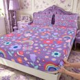thumbnail image 3 of Manfei Kawaii Rainbow Fitted Sheet Queen 3-Piece,Flowers Butterflies Bedding,1 Fitted Sheet and 2 Pillowcases, 3 of 6