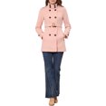 thumbnail image 2 of Abrigo de invierno de longitud media con doble botonadura y cuello alto para mujer Inspire Chic, talla XS, color rosa, 2 of 6