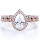 thumbnail image 1 of JeenMata Anillo de Bodas Art Déco de Moissanita de Corte Pera de 1,5 Quilates Engastado en Oro Rosa de 18 K sobre Plata, Anillo Clásico, 1 of 6