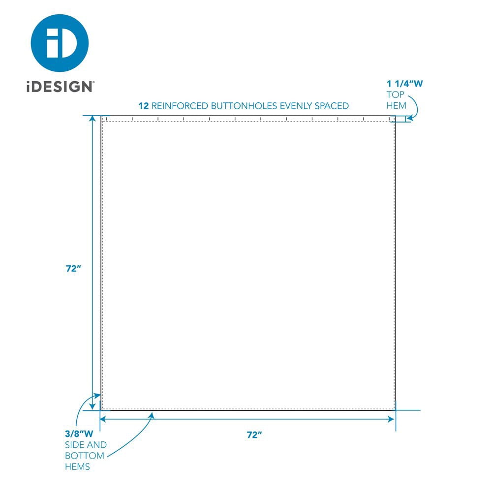iDesign Colorblock Fabric Shower Curtain, 72" x 72", Blue