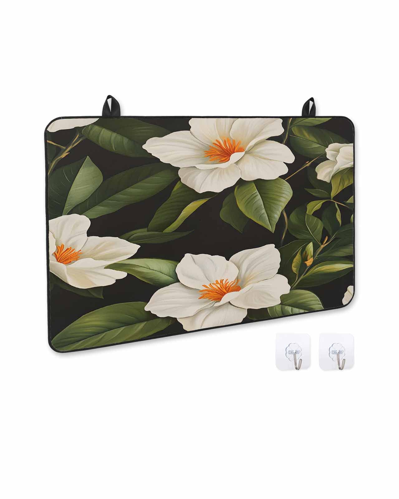 nqOlkjepod Large Induction Cooktop Protector Mat 24"x21", Flower Floral Stove Top Covers for Electric Stove, Modern Summer Plant Green Palm Leaves Stove Burner Cover Mats, Glass Top Stove Cover