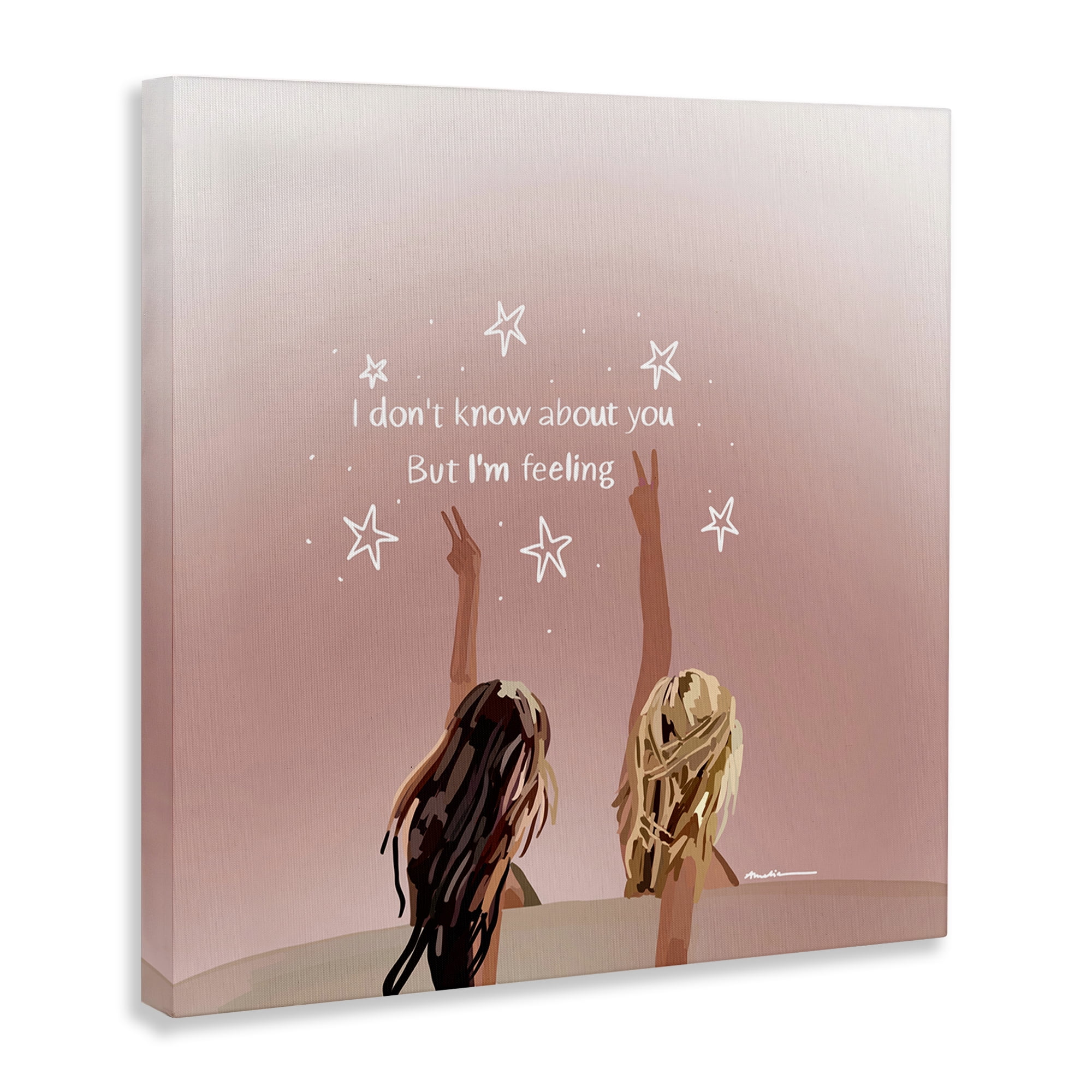 Stupell Industries Feeling 22 Lyrics People Painting Wrapped Canvas Art Print Wall Art, 36 x 36