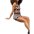 thumbnail image 4 of Biekopu Women Knitted Shorts Set, Plaid Camisole with Elastic Waist Shorts Summer Outfit for Party Club, 4 of 6