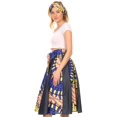 thumbnail image 3 of Sakkas Dayo Circle Mid Skirt with Elastic Waist Colorful Ankara African Wax Dutch - 13-YellowRoyalPeach - One Size Regular, 3 of 5