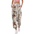 thumbnail image 1 of Gibobby Pantalones deportivos para mujer Pantalones de chándal con estampado inferior para mujer, bolsillos, cintura alta, deportivos, gimnasio, ajuste atlético(Café,M), 1 of 4