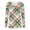 thumbnail image 4 of Stichou Women's Plaid Tops Long Sleeve Slim Fit Soft Tops Casual Button Blouse Fall Fashion Clothing Green L, 4 of 5