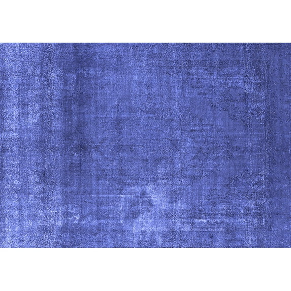 Ahgly Company Machine Washable Indoor Rectangle Oriental Blue Industrial Area Rugs, 8' x 12'