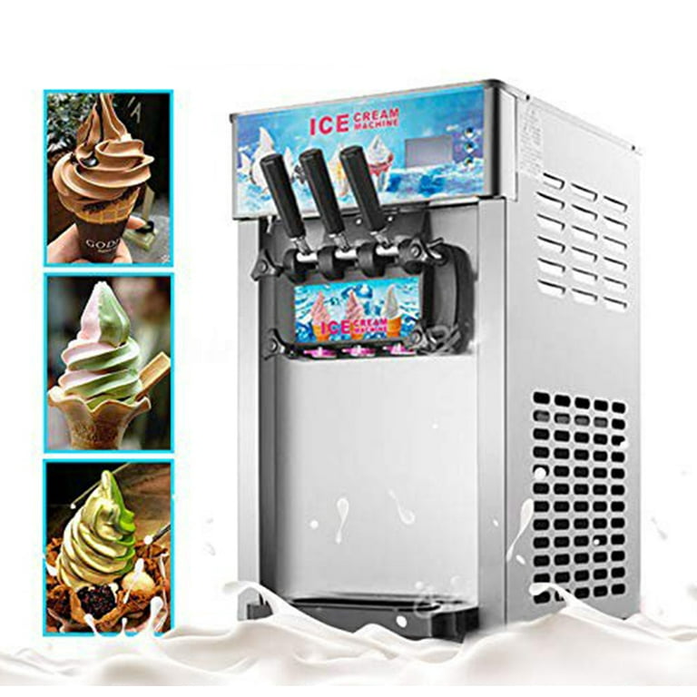 INTBUYING 110V Commercial Soft Ice Cream Machine 1200W Frozen Yogurt  Machine Mix 3 Flavor