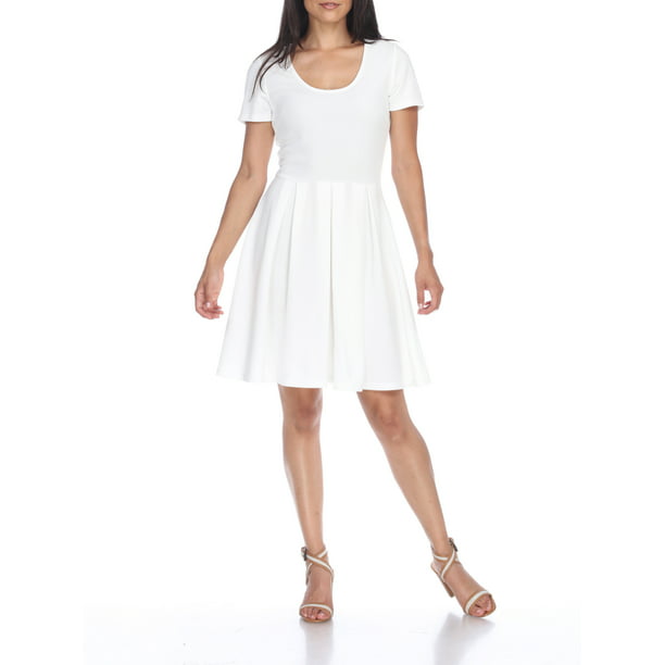 White Mark - White Mark Women's Short Sleeve Fit and Flare Dress ...