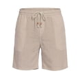 thumbnail image 2 of GIRUNS Men's Linen Shorts Casual Summer Beach Drawstring Elastic Waist Shorts with Pocket Flaxen L, 2 of 7