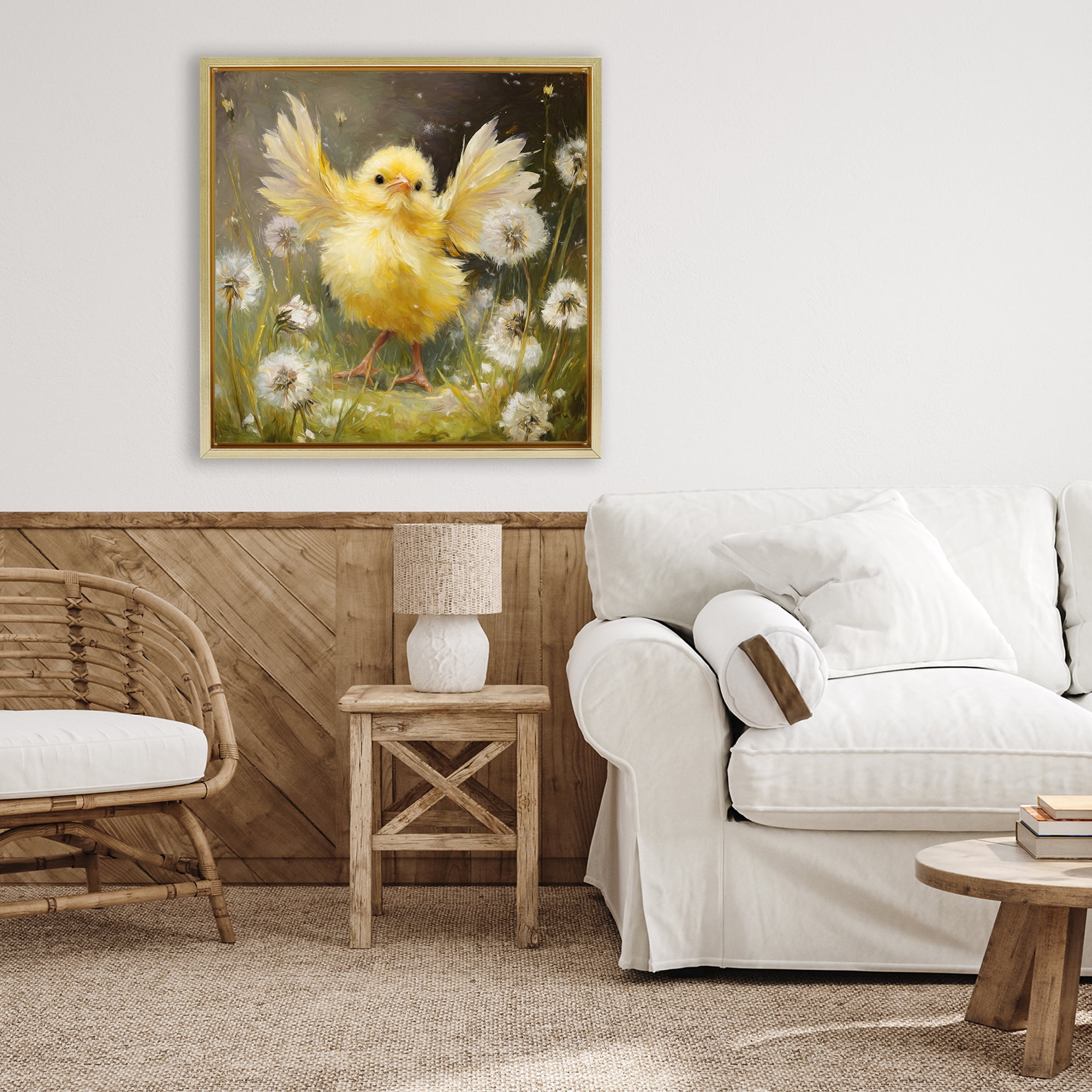 Stupell Industries Free As A Peep Chick Gold Framed Floater Canvas Wall Art, design by Tina LeCour