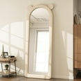 thumbnail image 2 of Anyrose 63"x24" Arched Floor Mirror Irregular Full Length Mirror With Flannel Frame, White, 2 of 6