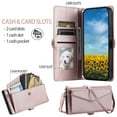 thumbnail image 2 of Dteck Crossbody Wallet Case for iPhone 16e,Magnetic Leather Card Slot Cash Pocket Case Shockproof Kickstand Full Body Protection Cover with Shoulder Strap/Wrist Strap,Rosegold, 2 of 8