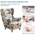 thumbnail image 4 of TOPCHANCES 2-Piece Wingback Chair Cover, Stretch Armchair Slipcover Wing Chair Sofa Covers, Beige Floral, 4 of 7