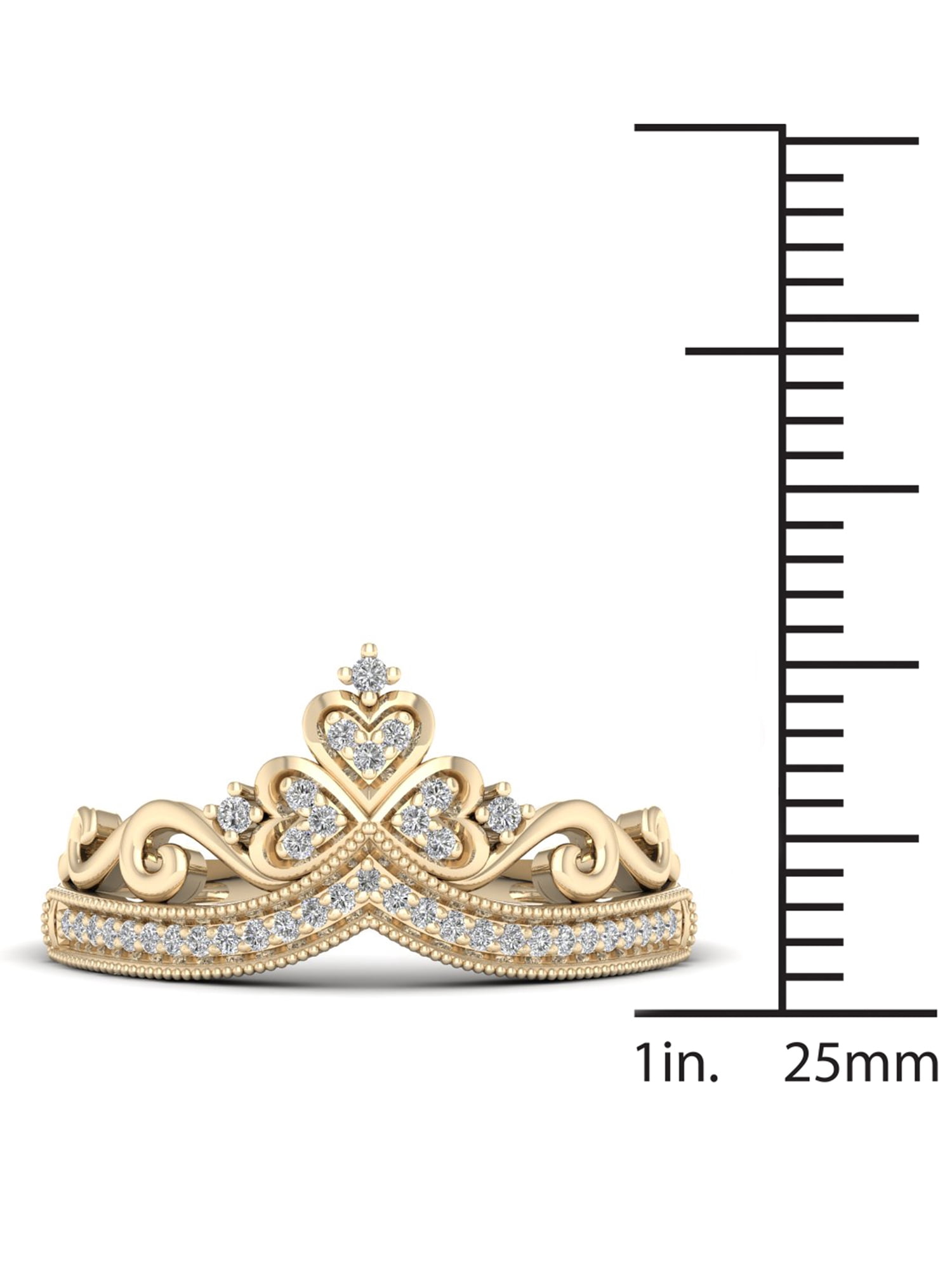 1/8ct TDW Diamond 10K Yellow Gold Crown Fashion Ring