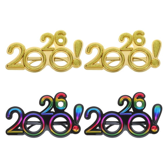 RENACLIPY 4-Pack New Year 2026 Party Glasses Fun Interactive Accessories for Celebration and Festive Events