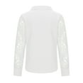 thumbnail image 5 of Yyeselk Crochet Eyelet Patchwork Blouses Casual Lapel Collar Sexy V-Neck Long Sleeves Tunic Tops Trendy Pure Color Button up Shirts for Work White S, 5 of 9