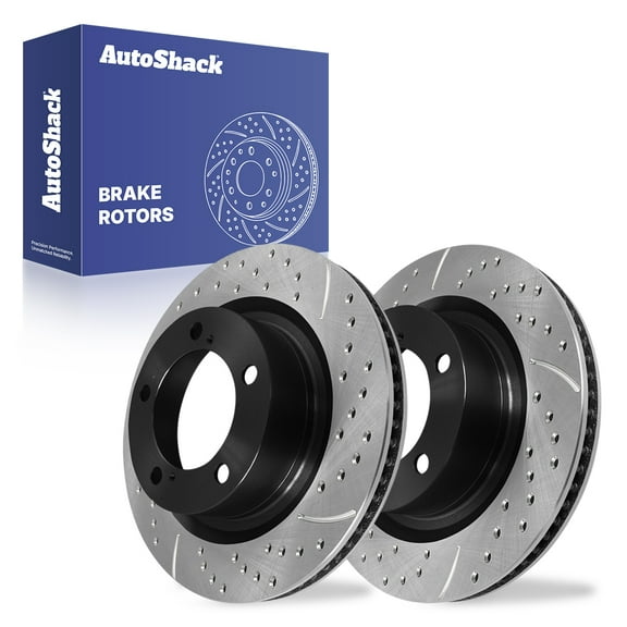 AutoShack Front Vented Drilled & Slotted E-Coated Brake Rotors 2-PC Set Replacement for 2007-2021 Toyota Tundra 2008-2022 Toyota Sequoia 2016-2021 Lexus LX570 ShadowGuard 13.94" (354 mm)