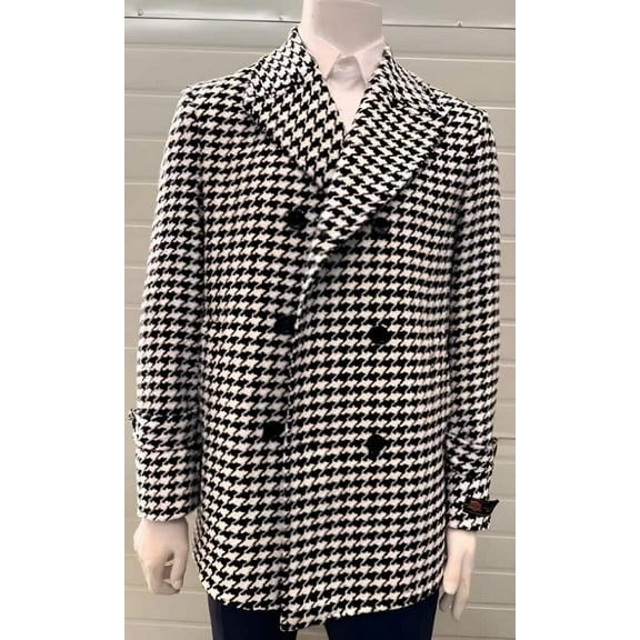 Men's Houndstooth Overcoat Houndstooth Topcoat Houndstooth Checker Car Coat