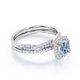 thumbnail image 3 of JeenMata Juego de Anillos de Boda con Halo Aguamarina y Moissanita de Color Espuma de Mar de 1,5 ct; Diseño Infinito y Trenzado Pavé; Baño de Oro Blanco de 18 K sobre Plata, 3 of 6
