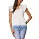 thumbnail image 1 of TOP DE ENCAJE INSPIRADOR para mujeres, blusas básicas de manga corta en V, talla XL, blanca, 1 of 6