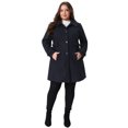 thumbnail image 3 of DARING DIVA Women's Plus Size Peter Pan Collar Long Sleeves Winter Coats 1X Dark Blue, 3 of 6