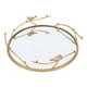 thumbnail image 2 of Bandeja decorativa de hierro dorado con espejo y diseño de pájaro para guardar joyas, cosméticos y perfumes | Organiza objetos pequeños | Accesorio de escritorio para la decoración del hogar, 2 of 8