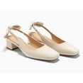 thumbnail image 3 of Womens Chunky Low Heels Bow Slingback Pumps Closed Square Toe Wedding Party Dress Shoes, 3 of 5