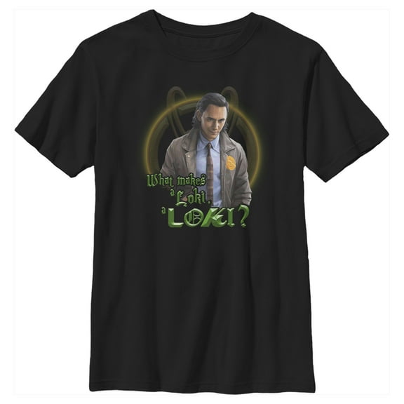 Boy's Marvel What Makes a Loki, a Loki?  Graphic Tee Black Medium