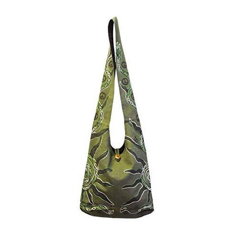 Mandala Crafts Hippie Bag Boho Bag Hobo Hippie Purse Indie Style Hippie Crossbody Bag Bohemian Sling Shoulder Bag Green Sun