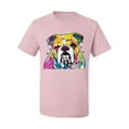 thumbnail image 2 of Wild Bobby Dean Russo Neon Colorful Pug Dog The Bulldog Dog Lover Men Graphic Tee, Light Pink, 5X-Large, 2 of 5