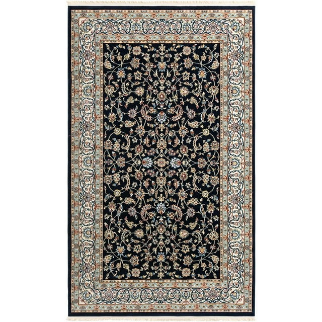 Unique Loom Narenj Medallion Pattern Area Rug 5' x 8' Rectangle Navy Blue/Tan