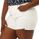 thumbnail image 1 of Women's Plus Size Jean Short Raw Hem Slash Pocket Denim Shorts White 2X, 1 of 7