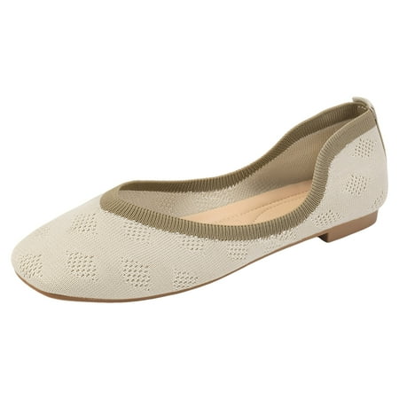 

Sngxgn Women s Flats Mesh Slip On Shoes Breathable Loafers Espadrilles Flats Soft Womens Casual Shoes(Beige 9)