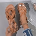 thumbnail image 3 of Rokment Strappy Flip Flop Flat Sandals for Women Fashion Casual Leather Low Heels Fisherman Walking Dress Sandals Beach Summer Footwear Brown Size 7, 3 of 8