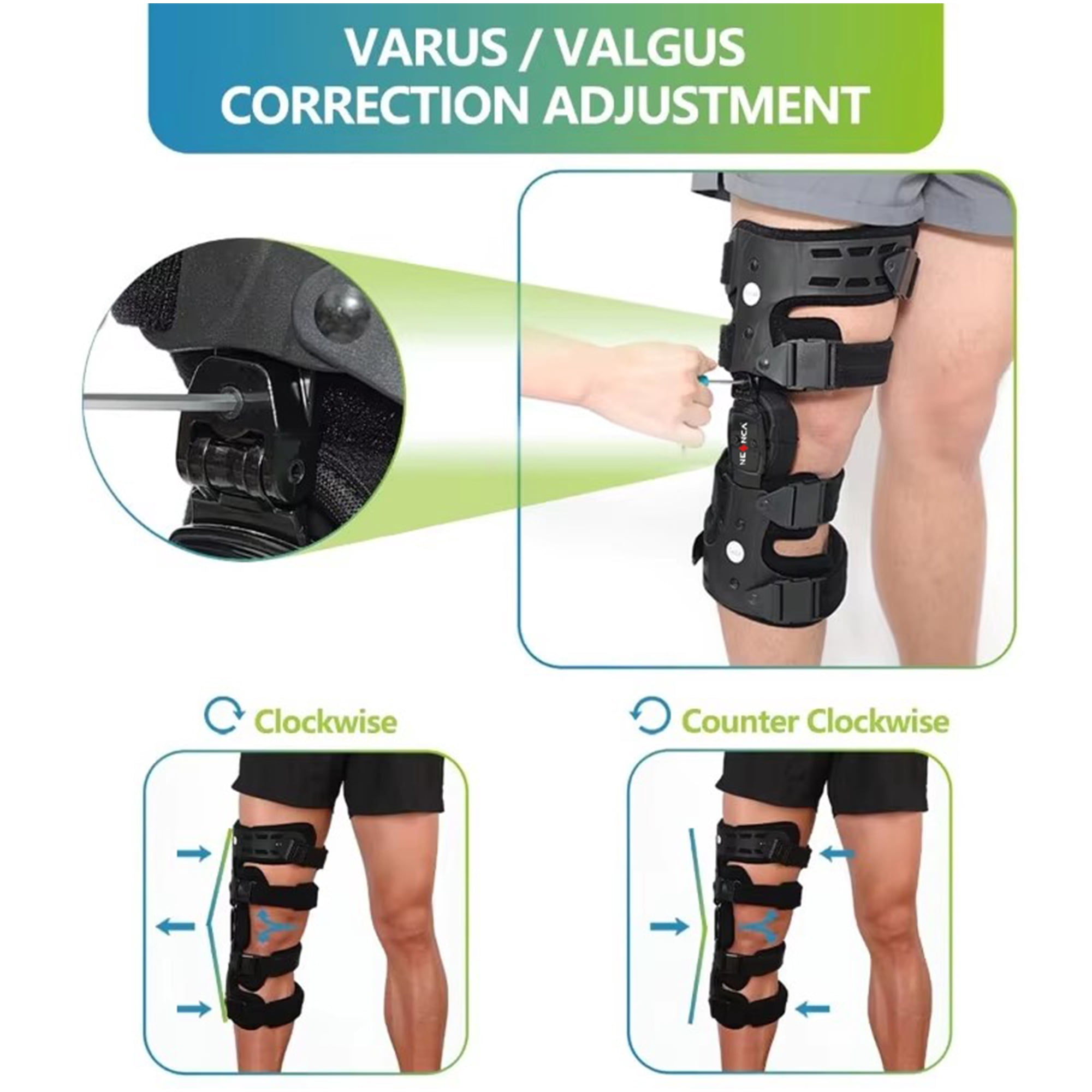 NEENCA Unloader Knee Brace - Lightweight, Low Profile OA Knee Brace for Arthritis Pain and Support - Premium Knee Support for Medial and Lateral Knee Pain (Right)