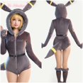 thumbnail image 2 of Disfraz de Anime Umbreon para mujer, traje de franela con capucha, sexy, para chica conejita, pijama de felpa Kawaii, monos de dibujos animados, 2 of 5