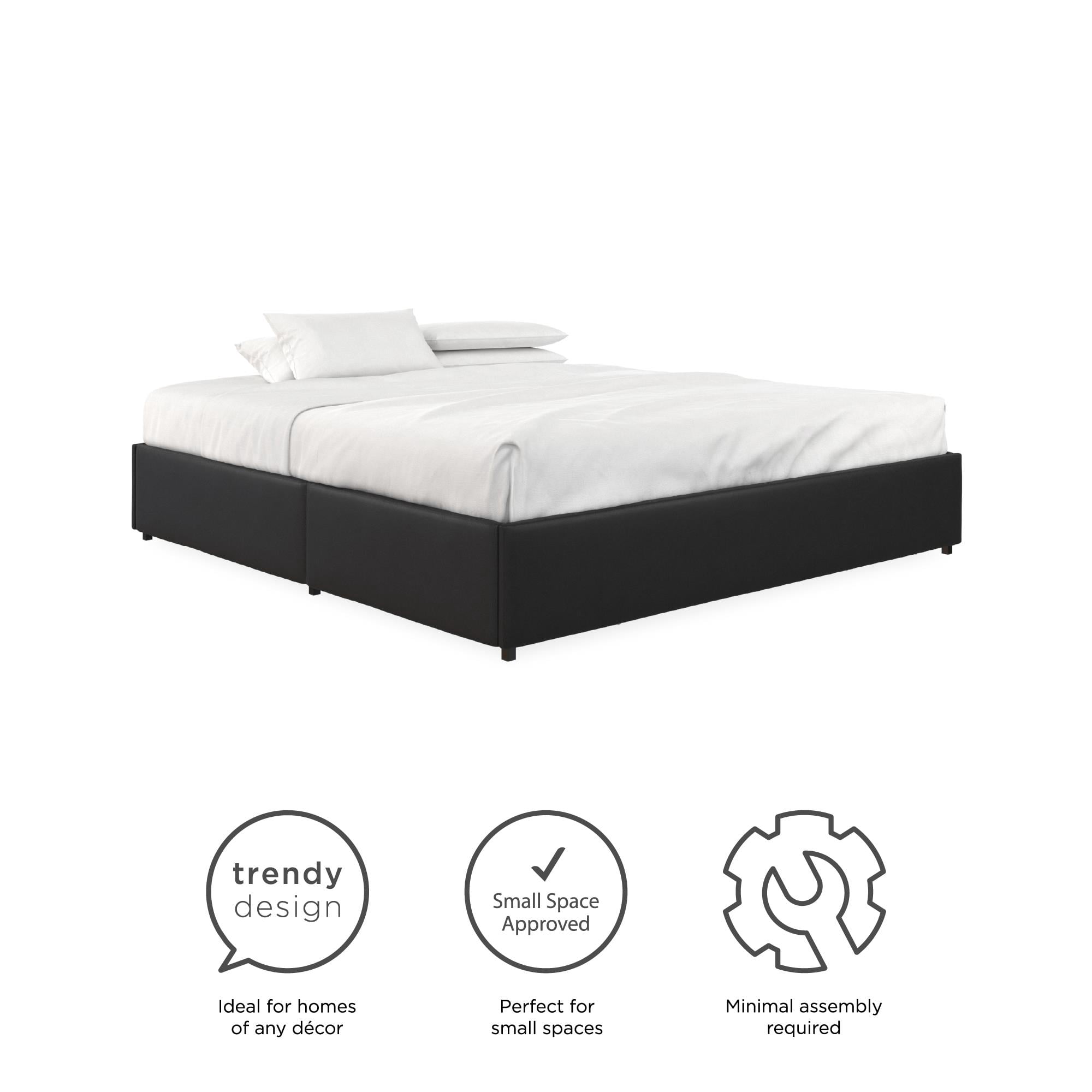 DHP Maven Platform Bed with Storage, King, Black Faux Leather