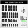 thumbnail image 3 of 3/8" Drive Impact Socket Set, 50-Piece Standard SAE (5/16 to 3/4 inch) and Metric (8-22mm) Size, 6 Point, Cr-V, 3/8-Inch Ratchet Handle, Extension Bar, Universal Joint, 3 of 9