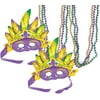 Kovot Inflatable Mardi Gras Mask & Bead Necklaces Set (2 Masks & 6 Beads)