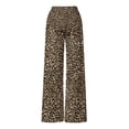 thumbnail image 4 of XIAONU Womens Leopard Print Pants Drawstring Waist Wide Leg Trouser Soft Stylish Loungewear Bottoms Brown1, 4 of 5