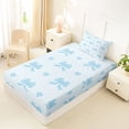thumbnail image 4 of Erosebridal Blue Bowknot Kids Twin Sheet Sets, Cute Princess Bow Bedding, 3pcs, 4 of 5