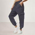 thumbnail image 4 of Ashirexll High Waisted Pants for Women Sweatpants Women Elastic Lace Up Casual Solid Color High Waisted Zipper Pocket Tapered Pants, 4 of 6