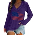 thumbnail image 2 of Tittly T Shirts for Women Graphic Tees Women's Fashionable And Casual V Neck Retro Printed Long Sleeve Top T Shirt Tshirts Shirts Spring Tops for Women Purple 5XL, 2 of 5