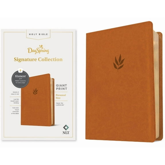 NLT Personal Size Giant Print Bible, Dayspring Signature Collection, Filament Enabled (Leatherlike, Classic Tan, Red Let, (Hardcover)