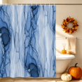 thumbnail image 3 of Navy Blue Marble Shower Curtain, Waterproof Shower Curtains for Bathroom, Modern Abstract Luxury Fluid Artwork Washable Fabric Bathtub Curtain Set Bath Decor with 12 Hooks Extra Long 72"x96", 3 of 8