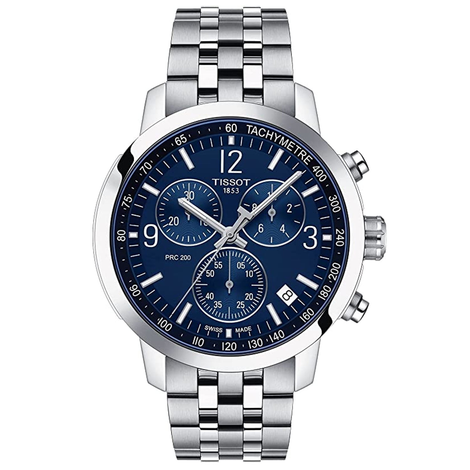 Tissot PRC 200 Chronograph Quartz Men's Watch, Black Dial, Silver
